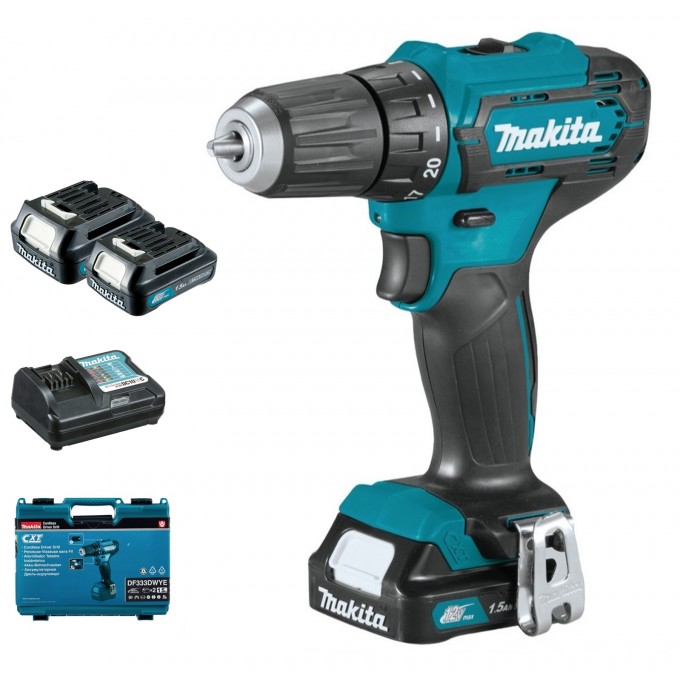 Акк. безударная дрель-шуруповерт MAKITA DF333DWYE DF333DWYE + D-30651-12